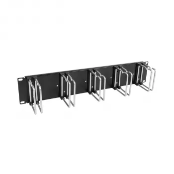 EFB 19 inch 2U Cable Management Panel with 5 x Metal Double Brackets 75 mm RAL9005 (699983TS.1)