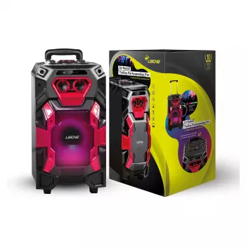 Système d'enceintes PA portable Leicke DJ ROXX TROLLEY PRO avec Bluetooth, 100W RMS, woofer 10 inch, éclairages LED, trolley, microphone, télécommande