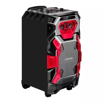 Système d'enceintes PA portable Leicke DJ ROXX TROLLEY PRO avec Bluetooth, 100W RMS, woofer 10 inch, éclairages LED, trolley, microphone, télécommande