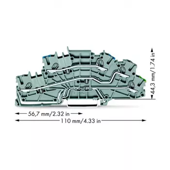 WAGO 2003-6646 Borne d'installation multiniveau, N/L/PE, 2,5 mm², Push-in CAGE CLAMP, gris