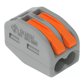 Connecteur d'épissure 2 conducteurs WAGO 222-412, gris/transparent, 32A, 400V