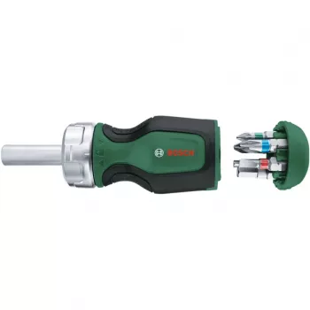 Tournevis à cliquet Bosch 1600A032UY avec 12 embouts (25 mm) acier S2, hex 1/4 pouce, poignée ergonomique