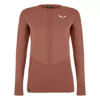 Sous-couche thermique Salewa Zebru Medium Warm AMR L/S Tee femme - Etruscan Red, taille M