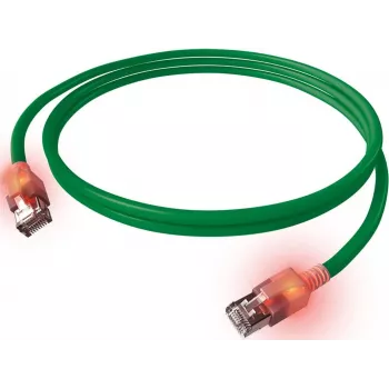 Câble patch LED EasyLan DualBoot RJ45 S/FTP Cat.6A (classe EA) avec connecteur saCon - LSOH - vert - 7,5 m