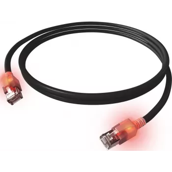 Câble patch LED EasyLan DualBoot RJ45 S/FTP Cat.6A (classe EA) avec connecteur SaCon LSOH noir 7,5 m