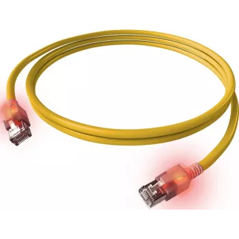Câble patch LED EasyLan DualBoot RJ45 S/FTP Cat.6A (classe EA) avec connecteur saCon, LSOH, jaune, 7,5 m