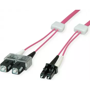 Cordon de raccordement fibre optique LED EasyLan Premium, duplex - LC multimode (mâle) vers SC multimode (mâle) - 3 m - fibre optique - duplex - 50/125 µm - OM4 - Heather Violet (RAL 4003)