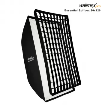 Walimex Pro Softbox Essential 80x120 cm Softbox rectangulaire avec monture Bowens, intérieur argenté, diffuseurs, sac de transport