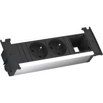 Bachmann Kapsa S - 2 m - intérieur - Type E - noir - argent - 2 prises AC - 204 mm