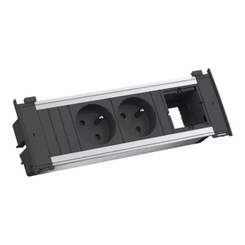 Bachmann Kapsa S - 2 m - intérieur - Type E - noir - argent - 2 prises AC - 204 mm