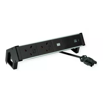 Multiprise de bureau Bachmann Desk 2 Alu - 2x prises UK type G - câble 2 m - noir