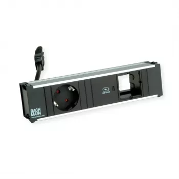 Bachmann CONI Module d'alimentation de bureau - 1x prise Schuko, 1x USB-C 22W PD, entrée GST18i3, noir