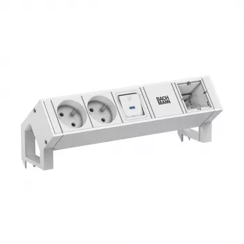 Bachmann DESK2 Blanc 2x UTE 1x interrupteur 1x CM 0,2m RAL9010