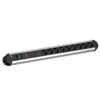 Bachmann PRIMO 9x CEE 7/3 multiprise avec interrupteur, câble 2,0m, noir