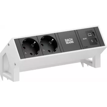 Bachmann DESK2 module d'alimentation de bureau 2x CEE7/3 1x USB-C 65W 0,2m RAL9010