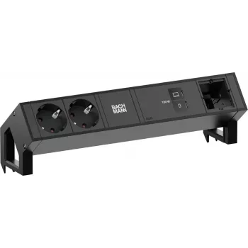 Bachmann DESK2 2x Schuko CEE 7/3 1x USB-C 100W 1x Custom Module câble 1m RAL9005 noir