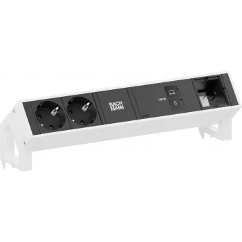 Bachmann DESK2 2x CEE 7/3 1x USB-C 100W 1x Custom Module 1m RAL 9010 blanc pur module d'alimentation et de données de bureau