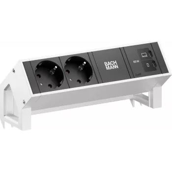 Bachmann DESK2 unité d'alimentation de bureau 2x Schuko 1x USB-C 65W 0,2m inox