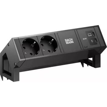 Module d'alimentation de bureau Bachmann DESK2 2x CEE7/3 1x USB-C 65 W 0,2 m RAL9005