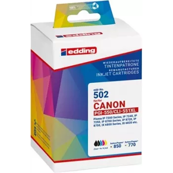 Lot de cartouches d'encre compatibles Edding EDD-502 noir, noir photo, cyan, magenta, jaune (lot de 5) remplaçant Canon PGI-550XL/CLI-551XL