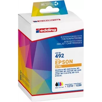 Lot de cartouches d'encre compatibles Edding pour Epson 27XL (cyan, magenta, jaune) - haute capacité - lot de 3