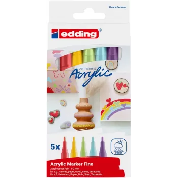 EDDING 5300 ensemble de marqueurs acryliques couleurs assorties 1,0 - 2,0 mm 5 pièces (4-5300-5S-2)