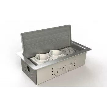 Boîte de sol BEP24 BS 3303E 3x Schuko, acier inoxydable brossé