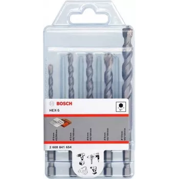 Coffret de forets hélicoïdaux béton Bosch Accessories HEX-5 2608841654 4 mm, 5 mm, 6 mm, 8 mm, 10 mm 5 pièces