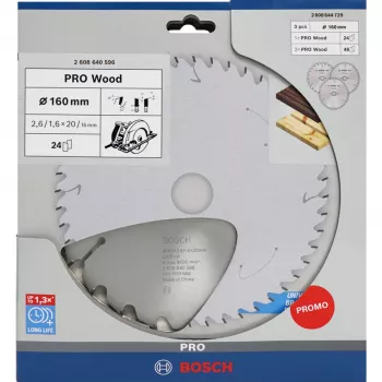 Lame de scie circulaire bois BOSCH POWERTOOLS PRO 160 mm (lot promo de 3)