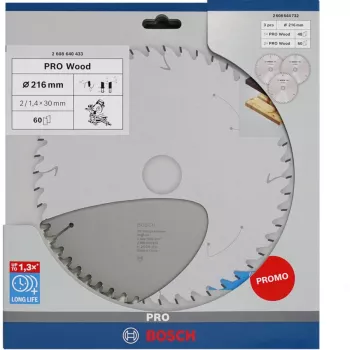 Lame de scie circulaire bois BOSCH POWERTOOLS PRO 216 mm (lot promo de 3)