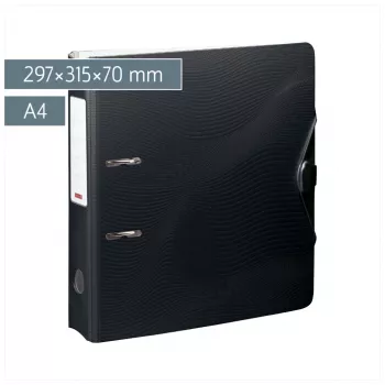 Classeur à levier BRUNNEN WAVE noir onyx plastique 7,0 cm DIN A4