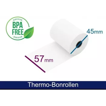 Rouleau thermique ARTDEV - 57 mm x 25 m, mandrin 12 mm, blanc
