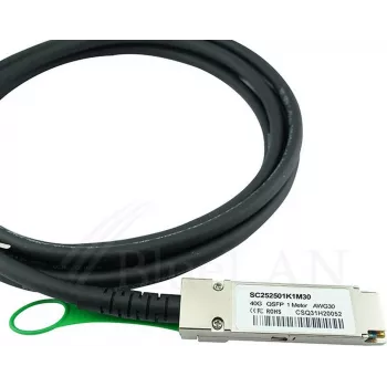 Câble direct attach QSFP BlueLAN compatible BlueOptics Molex 74757-2101, 40GBASE-CR4, Ethernet/Infiniband QDR, 30AWG, 1 mètre (74757-2101-BL)