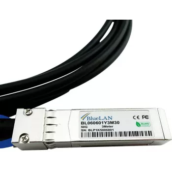 Câble direct attach passif (DAC) BlueLAN compatible Mellanox MCP2M50-G01AE30 - 50 Gigabit twinaxial cuivre - SFP56 vers SFP56 - 1 mètre