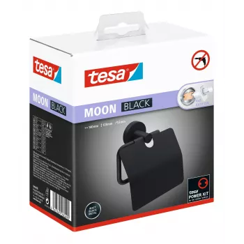 Porte-papier toilette avec couvercle MOON BLACK Tesa autocollant noir 1 pièce