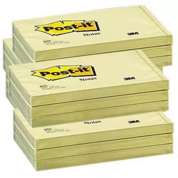 Notes adhésives 3M Post-It Super Sticky 655-CY, rectangulaires, jaune canari, 127 mm x 76 mm, 90 feuilles, certifiées PEFC