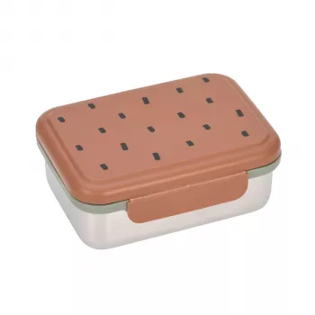 Boîte à repas en acier inoxydable pour enfants Lassig Happy Prints Caramel, 1 l, avec séparateur, couvercle PP avec anneau en silicone