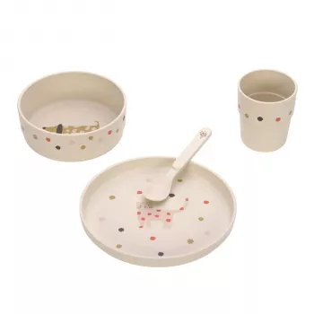 Ensemble de vaisselle enfant Lassig Little Mateys Spicy Orange, 4 pièces (assiette, bol, gobelet, cuillère), 70 % polypropylène et 30 % cellulose