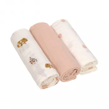 Lot de 3 langes en mousseline Lassig 85x85cm Little Mateys Spicy Orange
