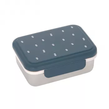 Boîte à repas en acier inoxydable pour enfants Lässig Happy Prints, 1 l, 17 x 13 x 6 cm, couvercle PP avec anneau en silicone, bleu foncé