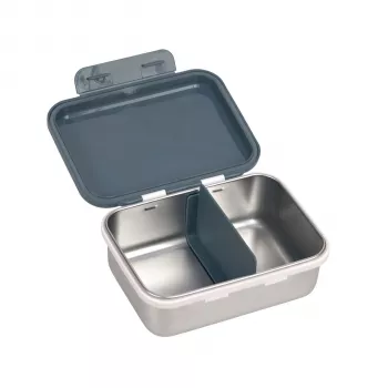 Boîte à repas en acier inoxydable pour enfants Lässig Happy Prints, 1 l, 17 x 13 x 6 cm, couvercle PP avec anneau en silicone, bleu foncé