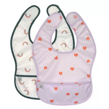 Ensemble de bavoirs imperméables Lassig 6m+ Happy Rascals Heart Lavender