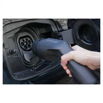 KABELMEISTER Câble de prolongation de recharge pour véhicule électrique Mode 3, fiche Type 2 vers prise, triphasé, 32A, 22kW, spiralé, 5m, noir