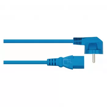 Kabelmeister Câble d'alimentation fiche Schuko Type E+F (coudée à 90°) vers connecteur IEC C13, bleu, 1,0 m