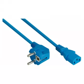 Kabelmeister Câble d'alimentation fiche Schuko Type E+F (coudée à 90°) vers connecteur IEC C13, bleu, 1,0 m