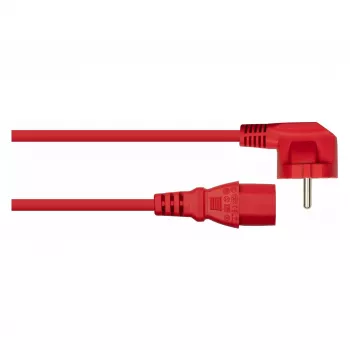 Kabelmeister Câble d'alimentation fiche Schuko Type E+F (coudée à 90°) vers IEC C13, rouge, 0,75 m