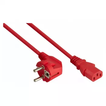 Kabelmeister Câble d'alimentation fiche Schuko Type E+F (coudée à 90°) vers IEC C13, rouge, 0,75 m