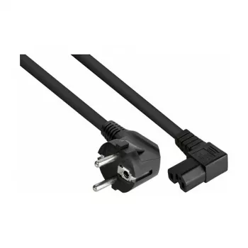 Kabelmeister Câble d'alimentation Schuko Type E+F coudé à 90° vers IEC C15 coudé, 2m, noir