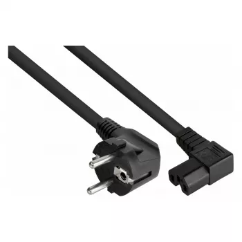 Kabelmeister Câble d'alimentation fiche Schuko Type E+F (coudée à 90°) vers prise IEC C15 (droite), 1,8m, noir