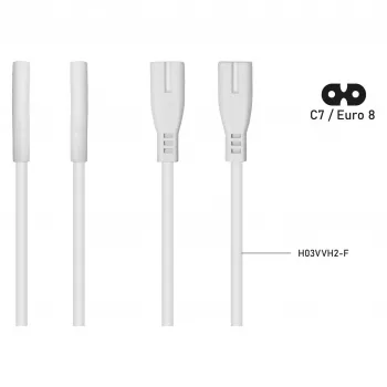 Kabelmeister Rallonge Euro C8 vers C7, blanc, 5 m